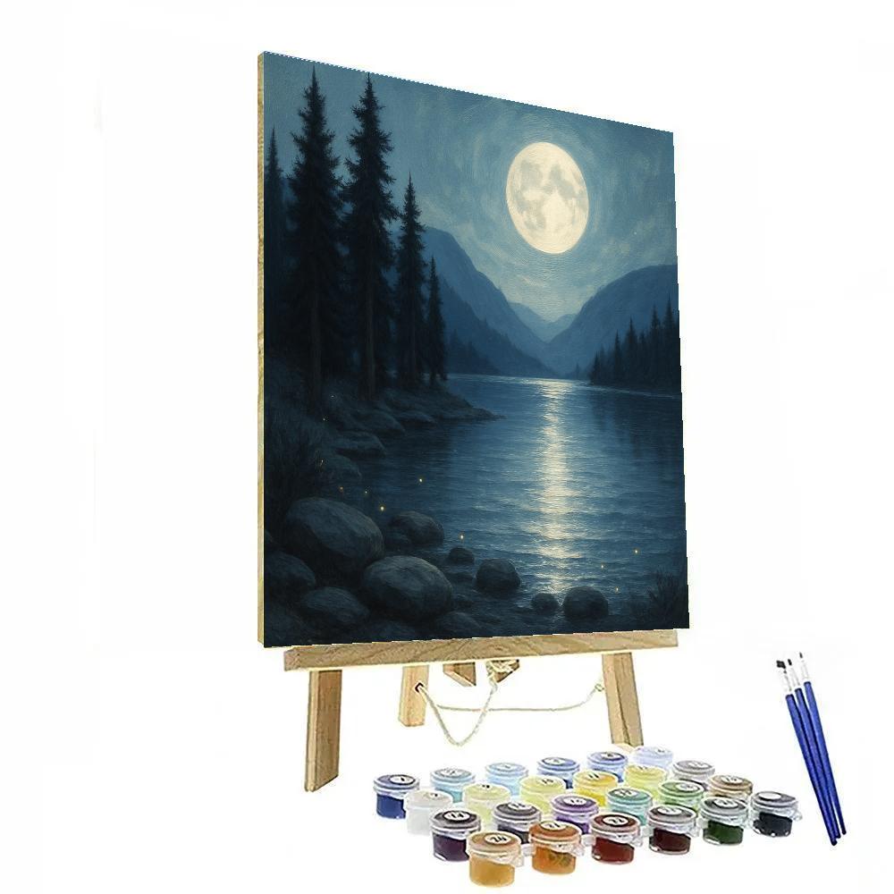 Moonlit Pines And Silver Lake Paint by numbers kits
