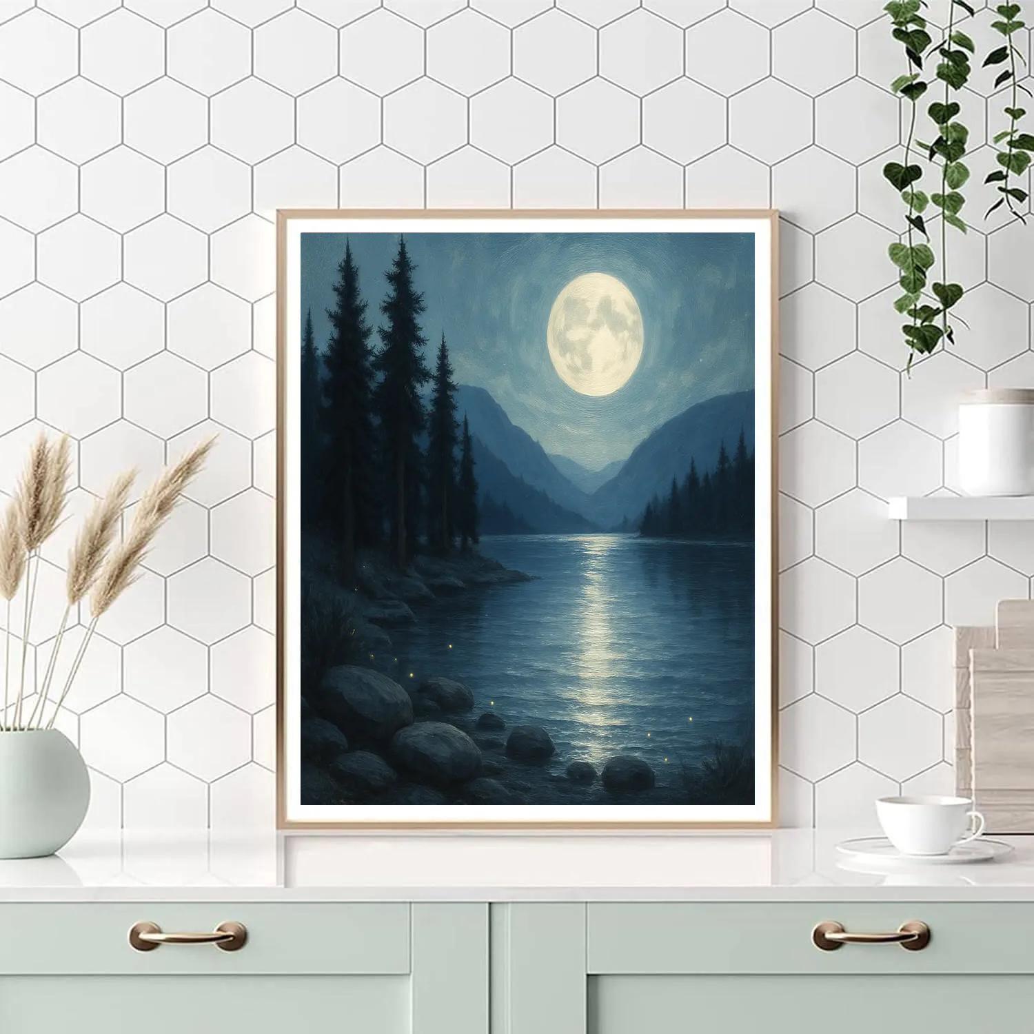 Moonlit Pines And Silver Lake Paint by numbers kits