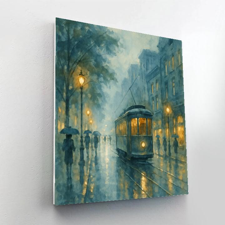Rainy Streetcar Evening Glow paint by color