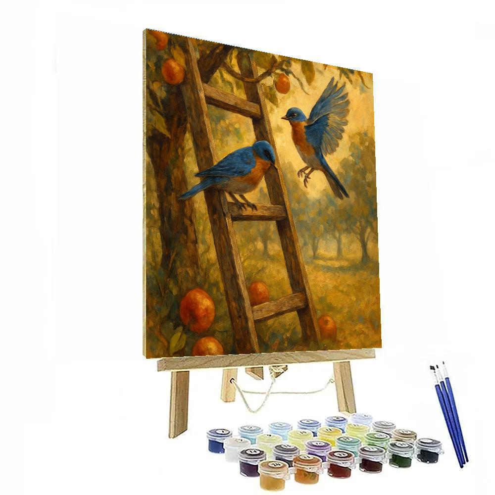 Sunlit Orchard Bluebirds paint by color