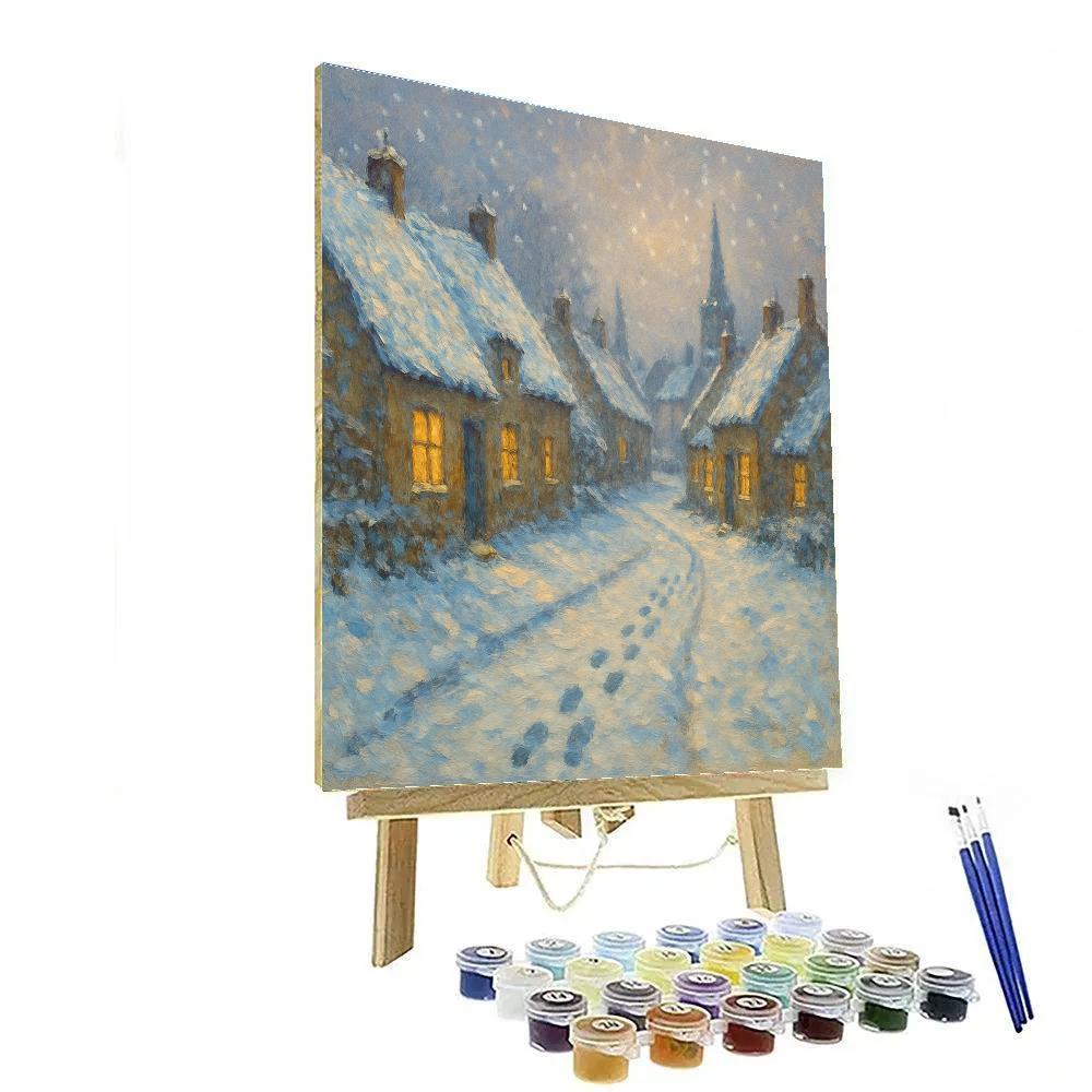 Snowfall Over Quiet Village Lanes Numbered painting kits