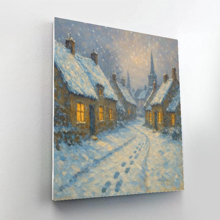 Snowfall Over Quiet Village Lanes Numbered painting kits