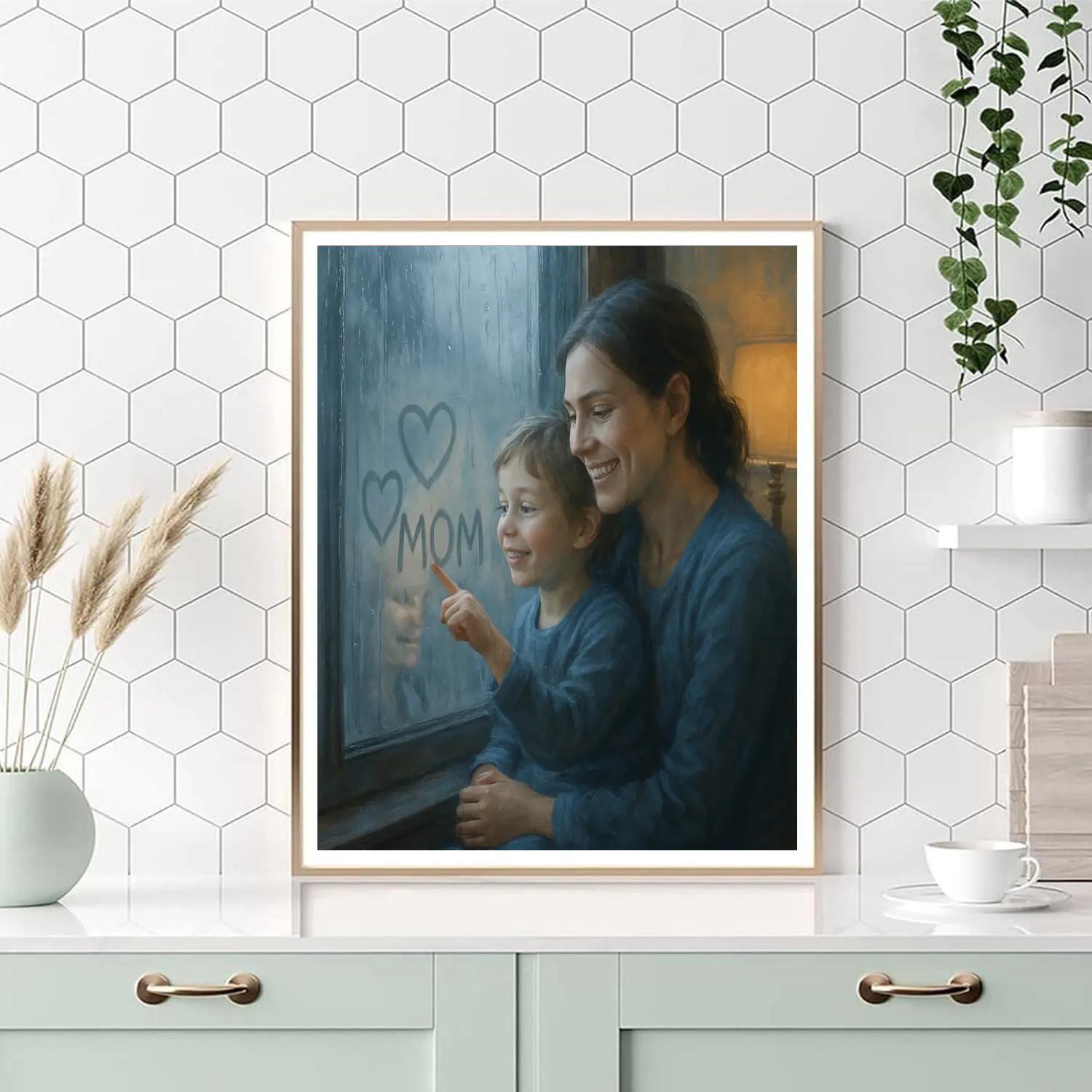 Rainy Day Window Drawing With Mom paint by numbers