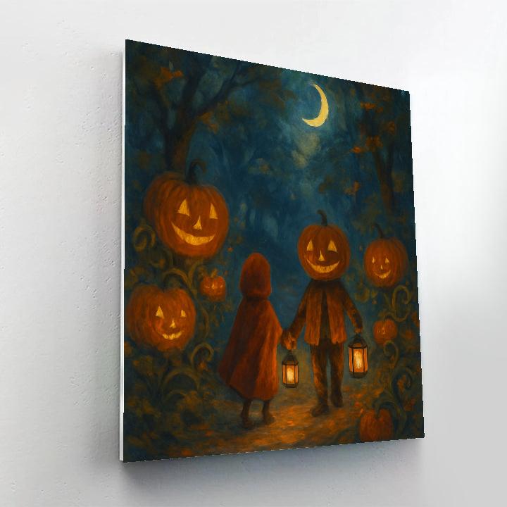Lantern Walk Through The Enchanted Pumpkin Grove paint by number