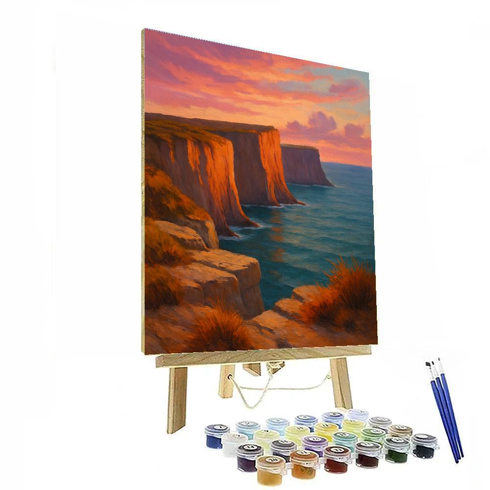 Sunset Glow Above The Coastal Bluffs paint by number