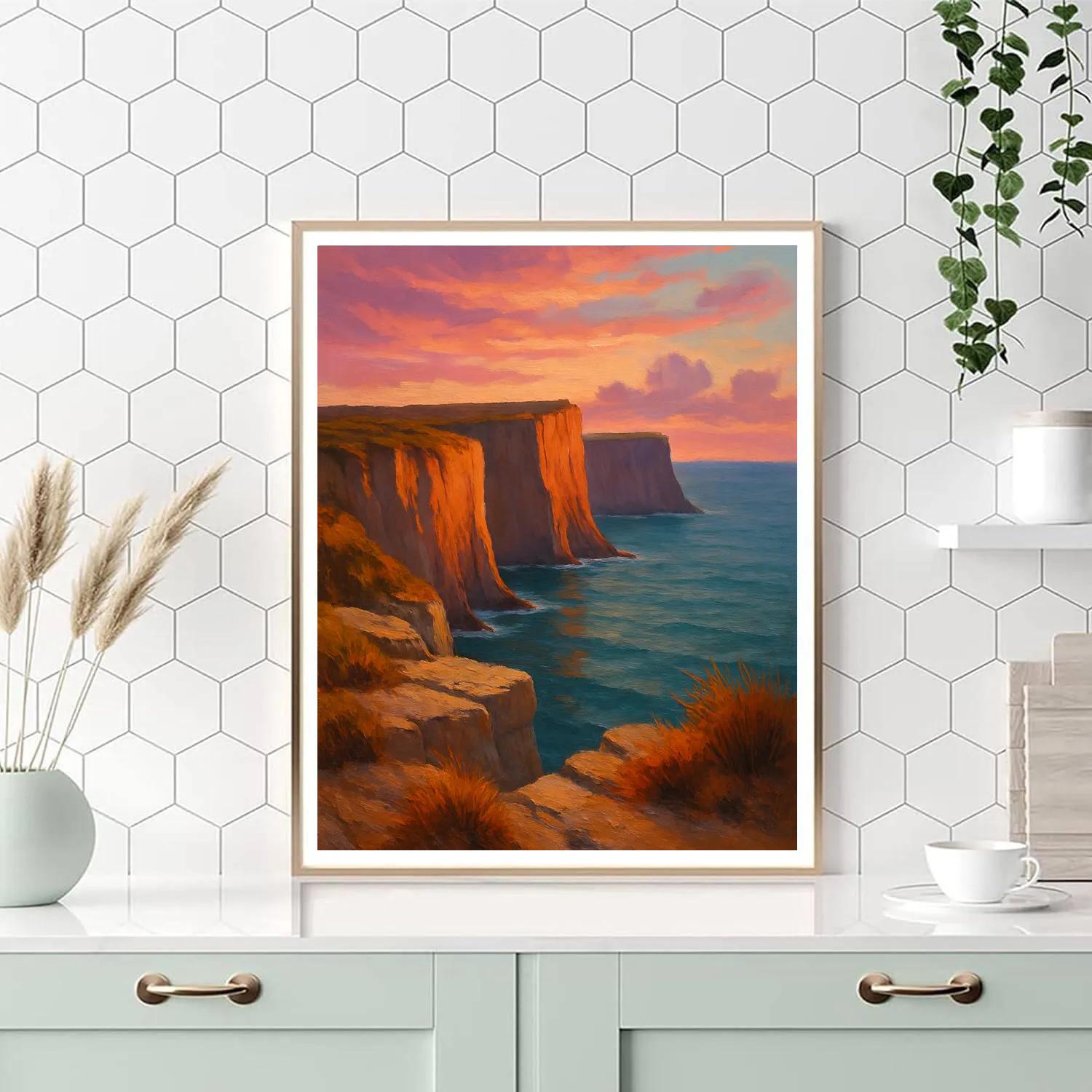 Sunset Glow Above The Coastal Bluffs paint by number