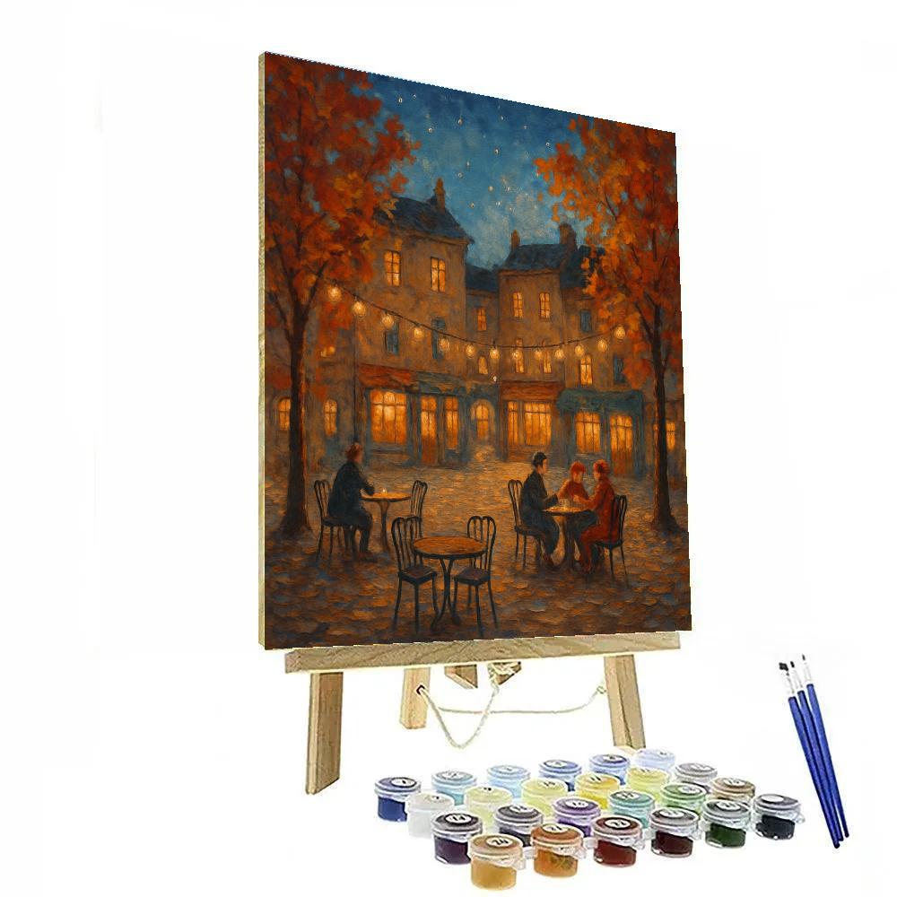 Cafe Square Under Autumn Lights Numbered painting kits