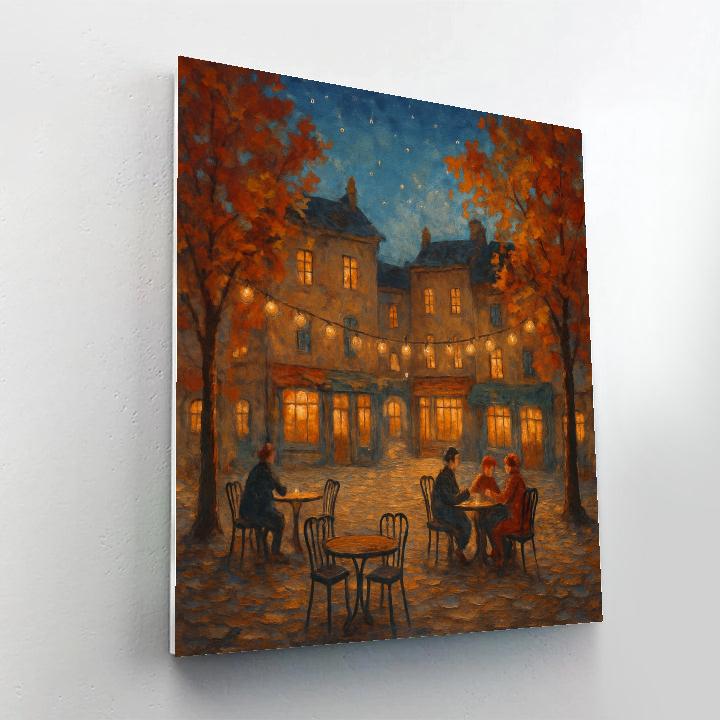 Cafe Square Under Autumn Lights Numbered painting kits