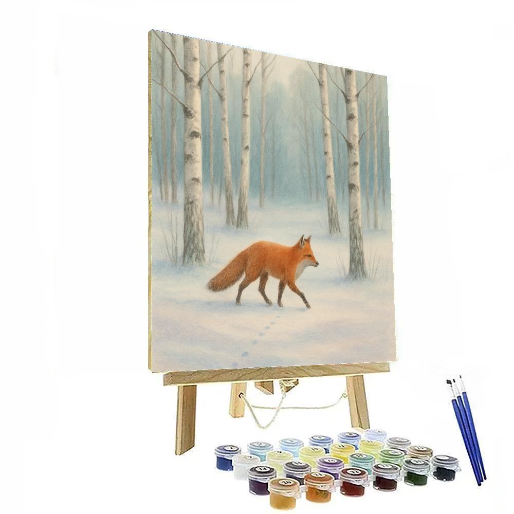 Fox Trail Through Silver Birches Painting by numbers kit
