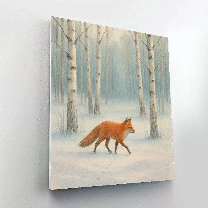Fox Trail Through Silver Birches Painting by numbers kit