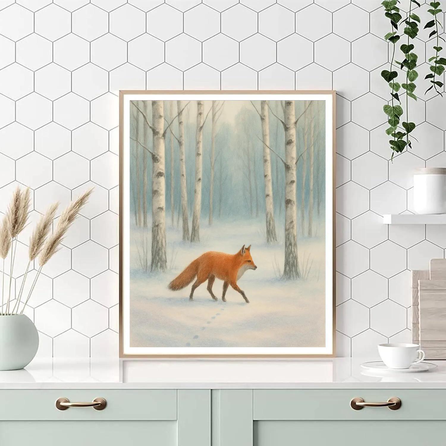 Fox Trail Through Silver Birches Painting by numbers kit