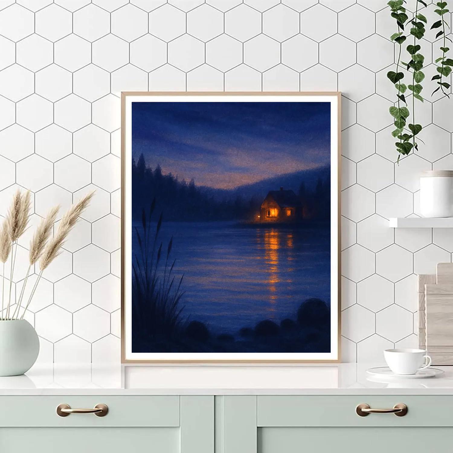 Cabin Ember Glow Across The Lake Paint by numbers kits
