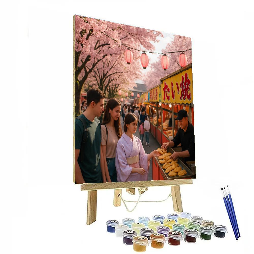 Cherry Blossom Matsuri Street Fair In Tokyo Paint by numbers art