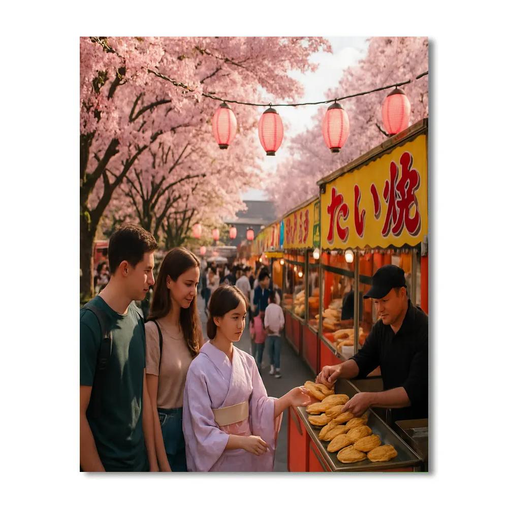 Cherry Blossom Matsuri Street Fair In Tokyo Paint by numbers art