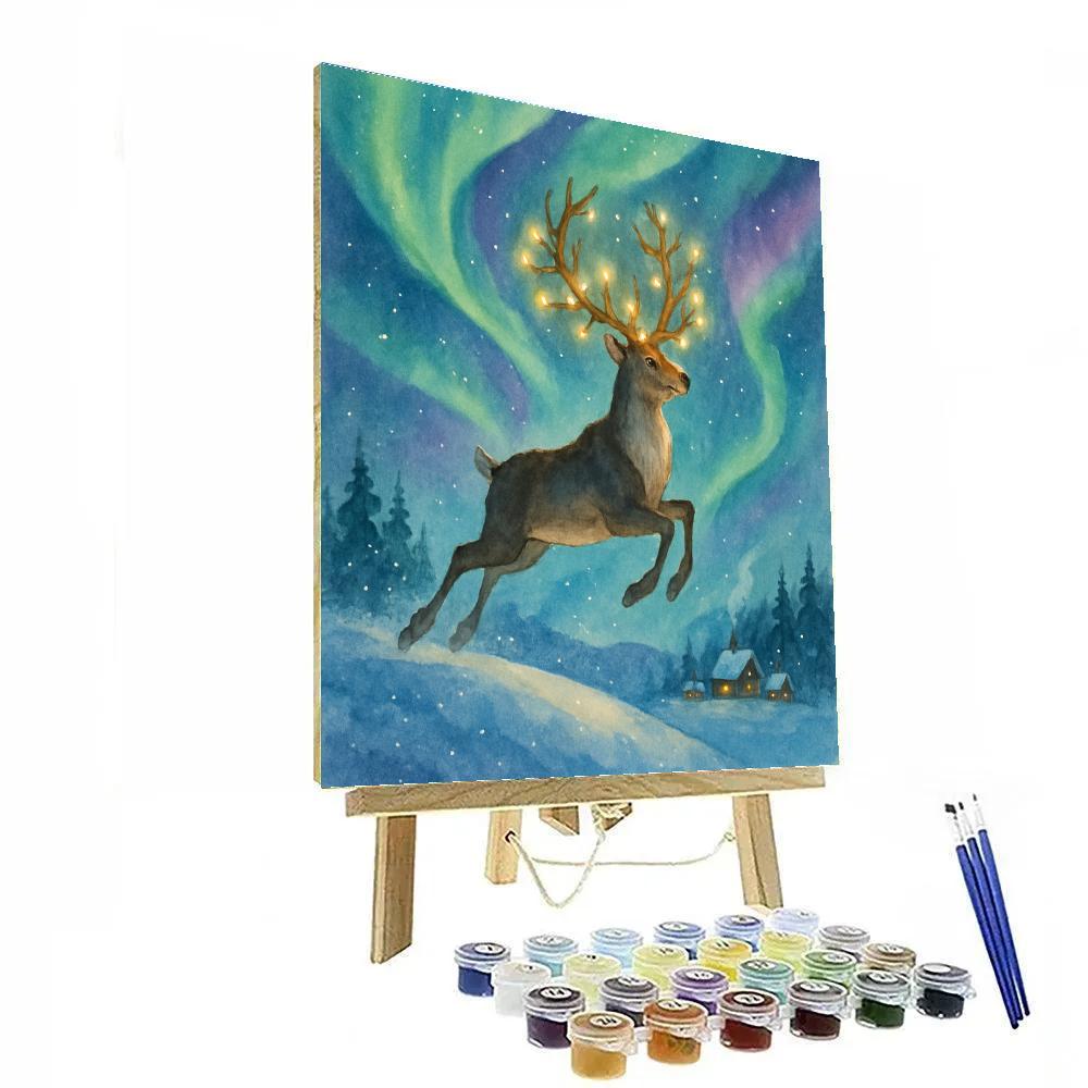 Aurora Reindeer Midnight Ride Painting by numbers kit