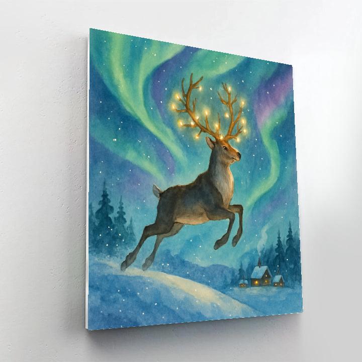 Aurora Reindeer Midnight Ride Painting by numbers kit