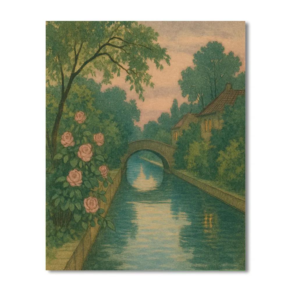Quiet Canal In The Old Garden Quarter Number painting