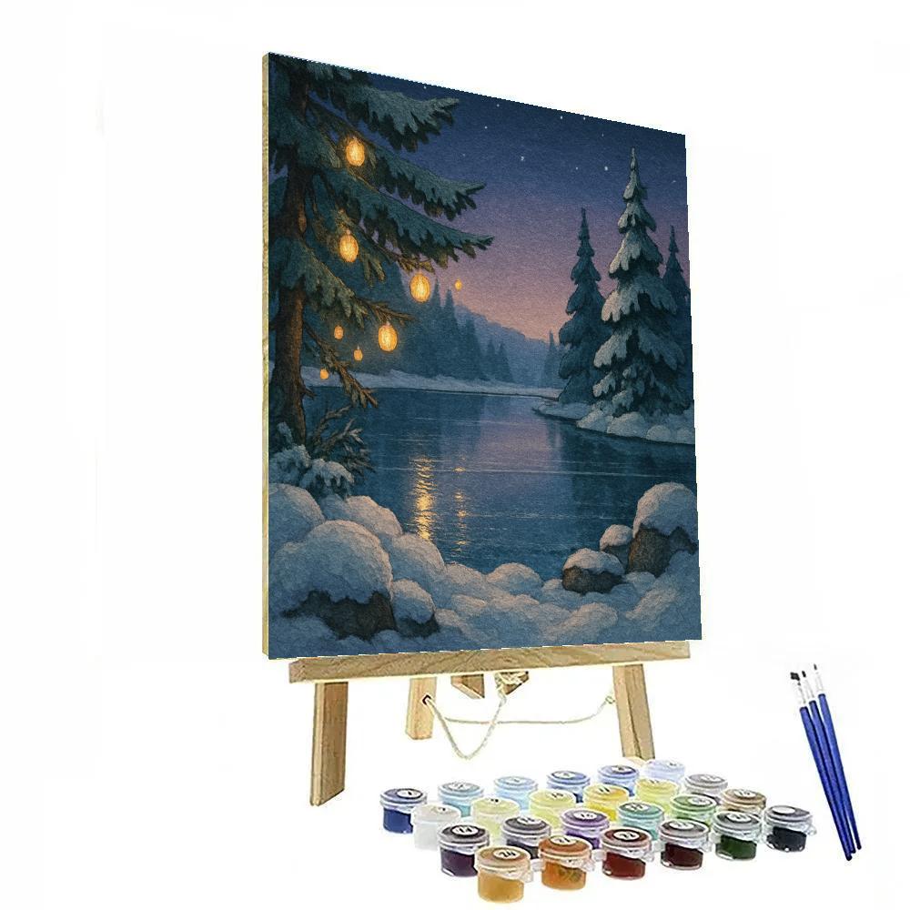 Frozen Lake Lantern Reflections Number painting