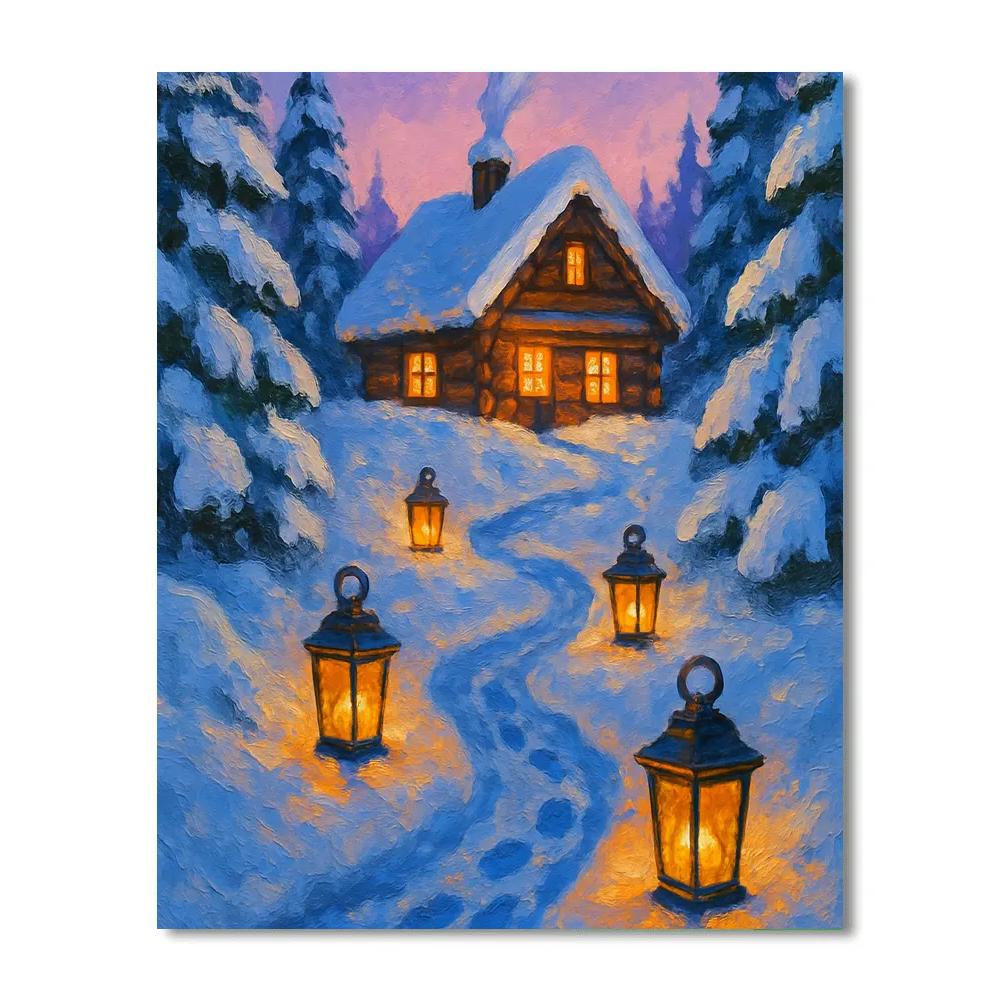 Cozy Lantern Path To The Cabin DIY paint by numbers