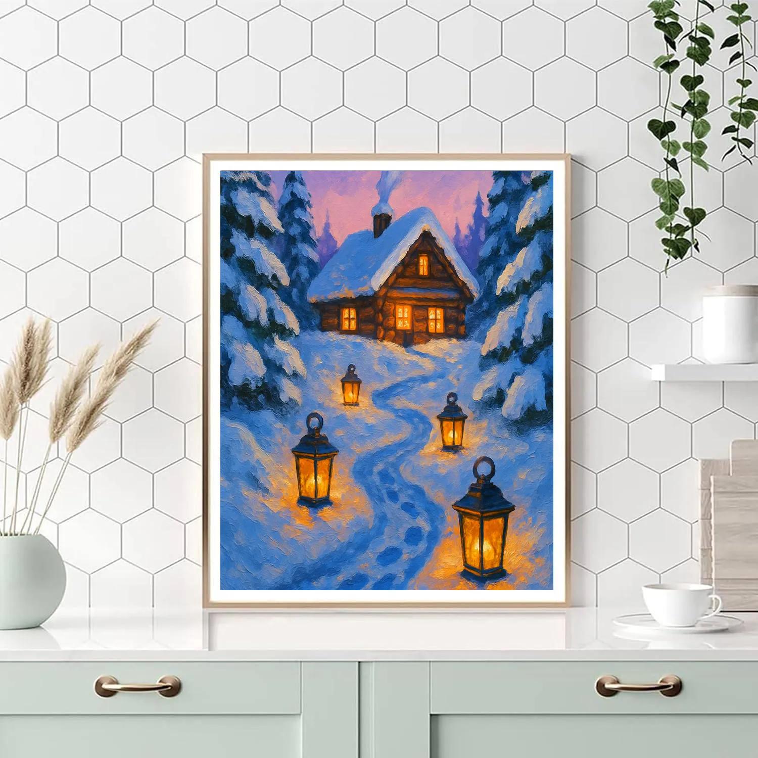 Cozy Lantern Path To The Cabin DIY paint by numbers