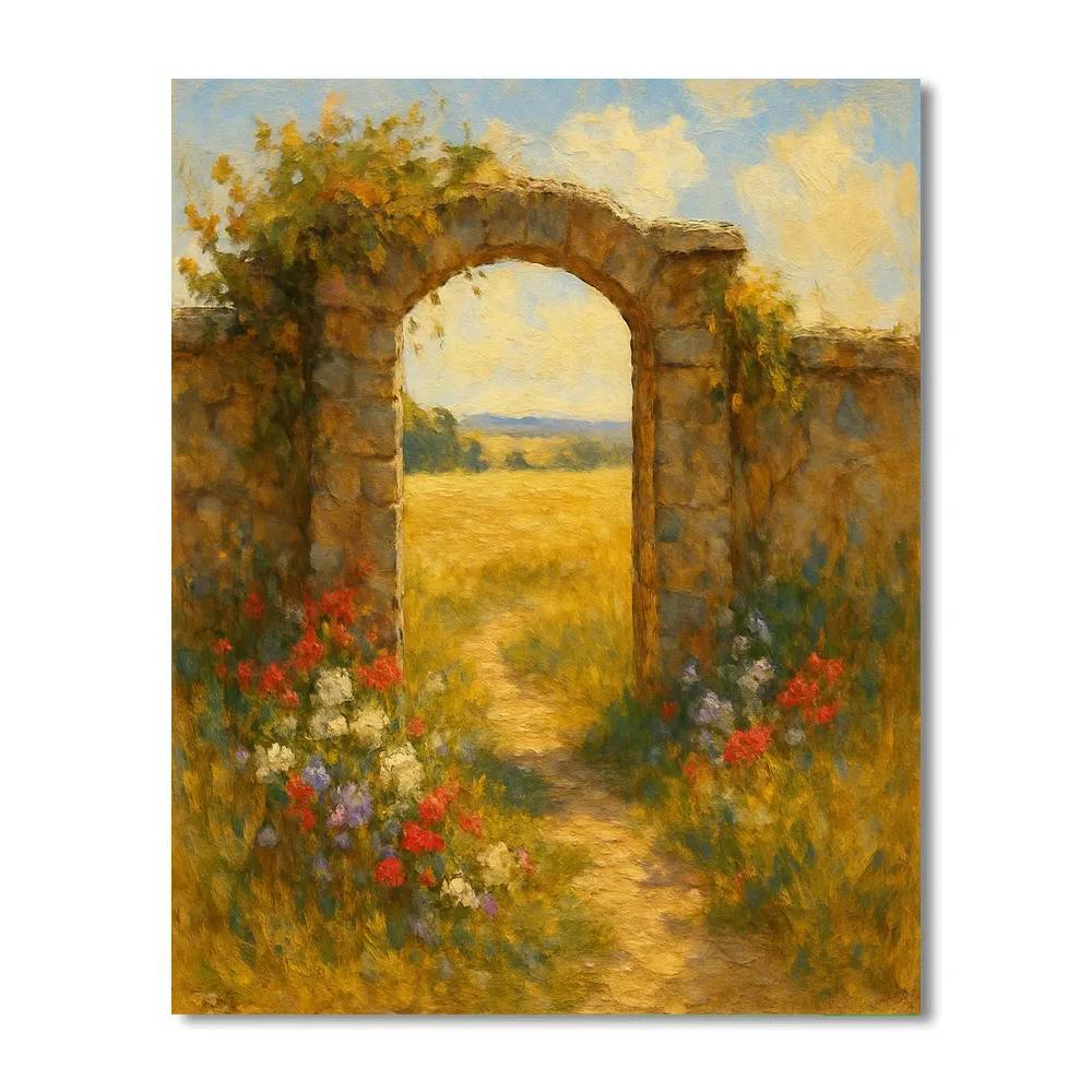 Golden Meadow Beyond The Stone Gate paint by number