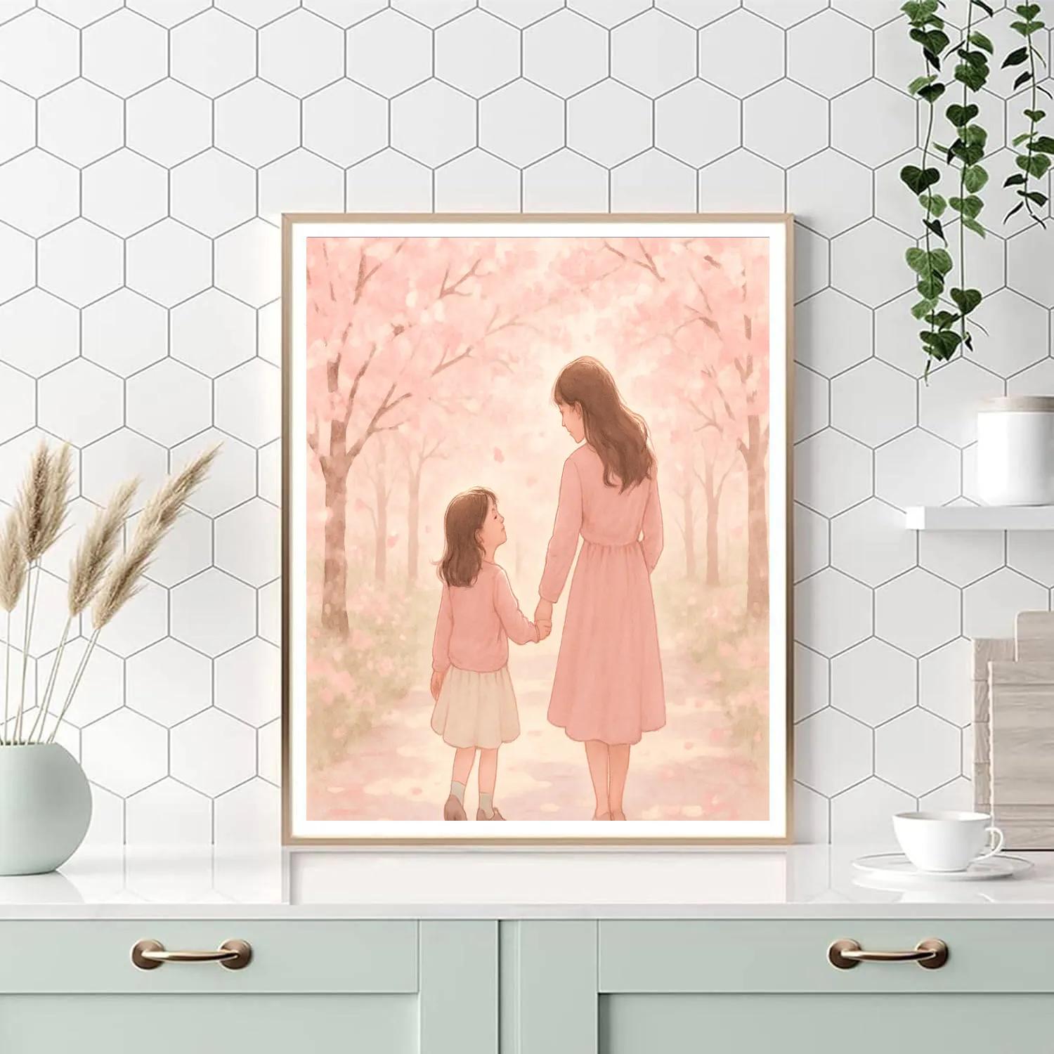 Cherry Blossom Path With Mom Paint by numbers kits