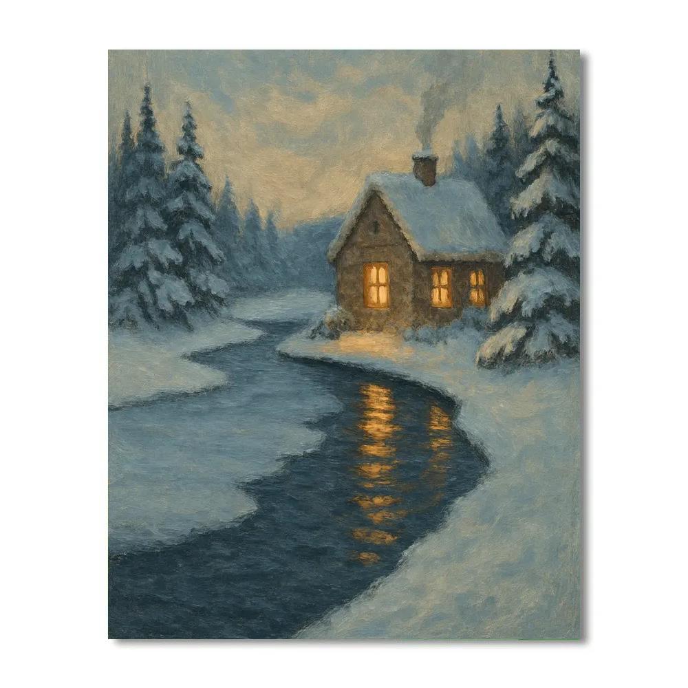 Winter Hearth Reflections DIY paint by numbers