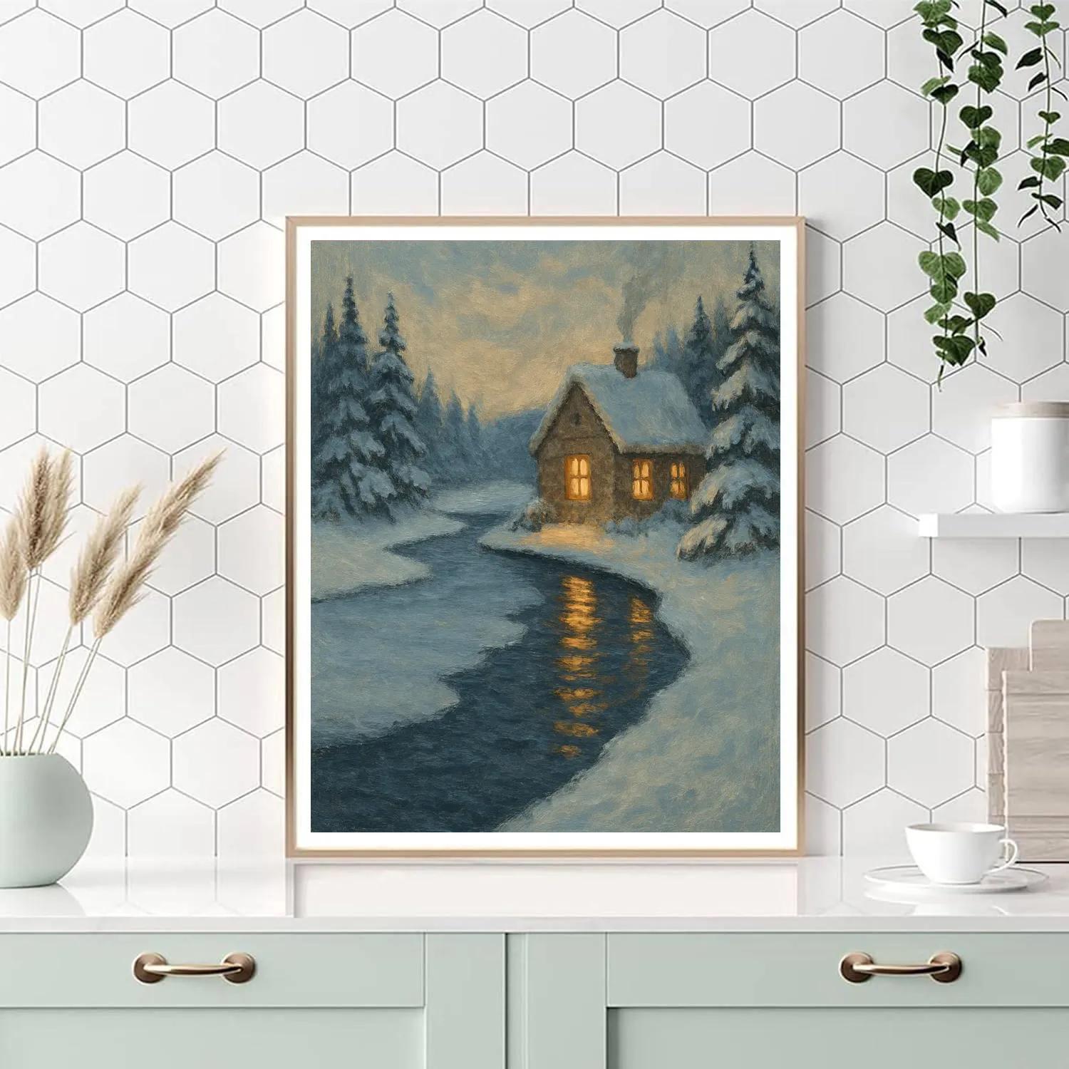 Winter Hearth Reflections DIY paint by numbers