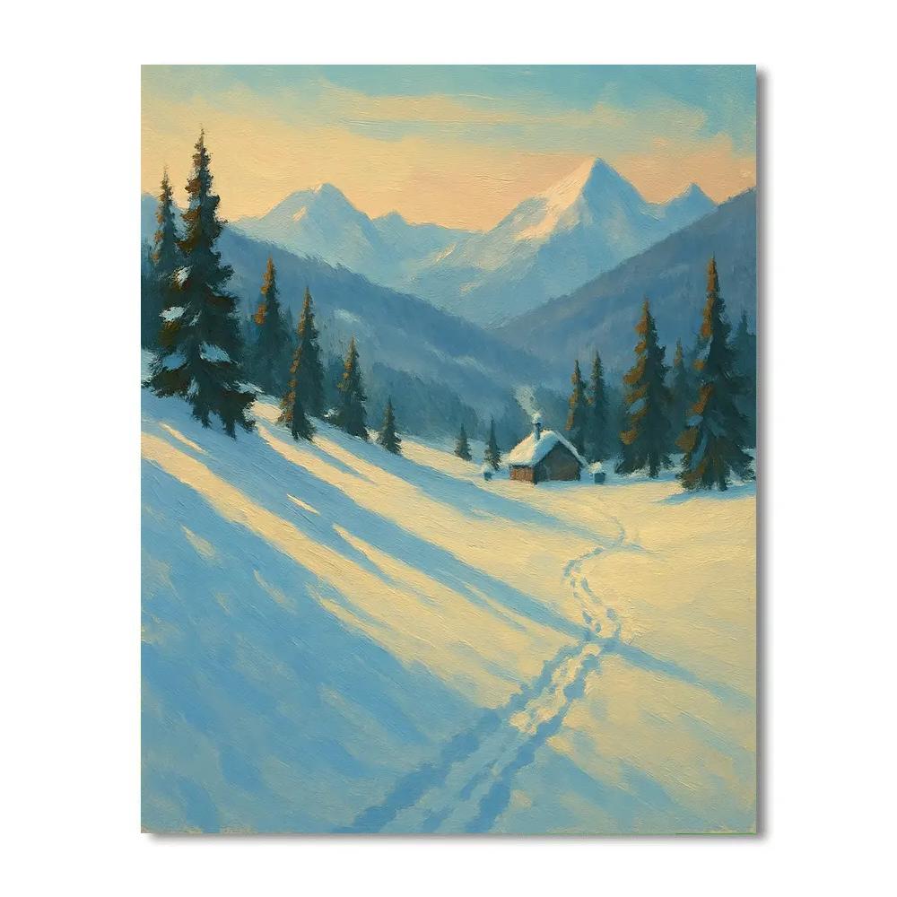 Sunlit Slope And Distant Peaks Numbered painting kits