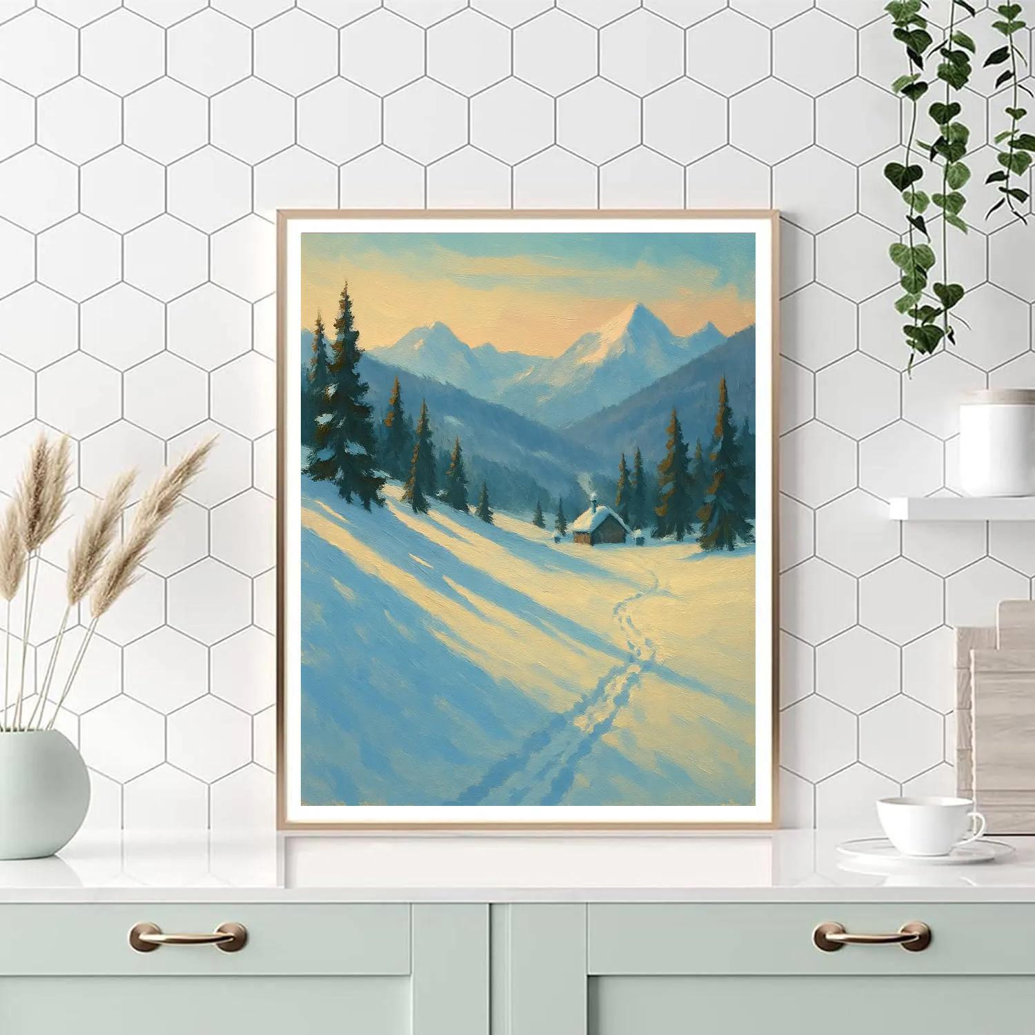 Sunlit Slope And Distant Peaks Numbered painting kits