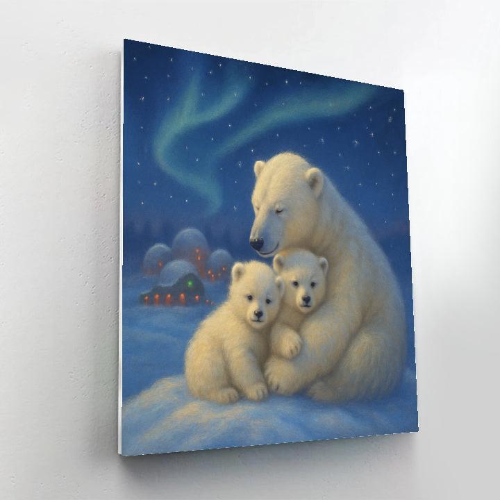 Polar Bear Family Christmas Eve DIY paint by numbers