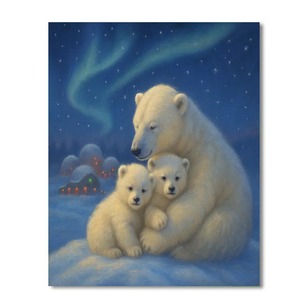 Polar Bear Family Christmas Eve DIY paint by numbers