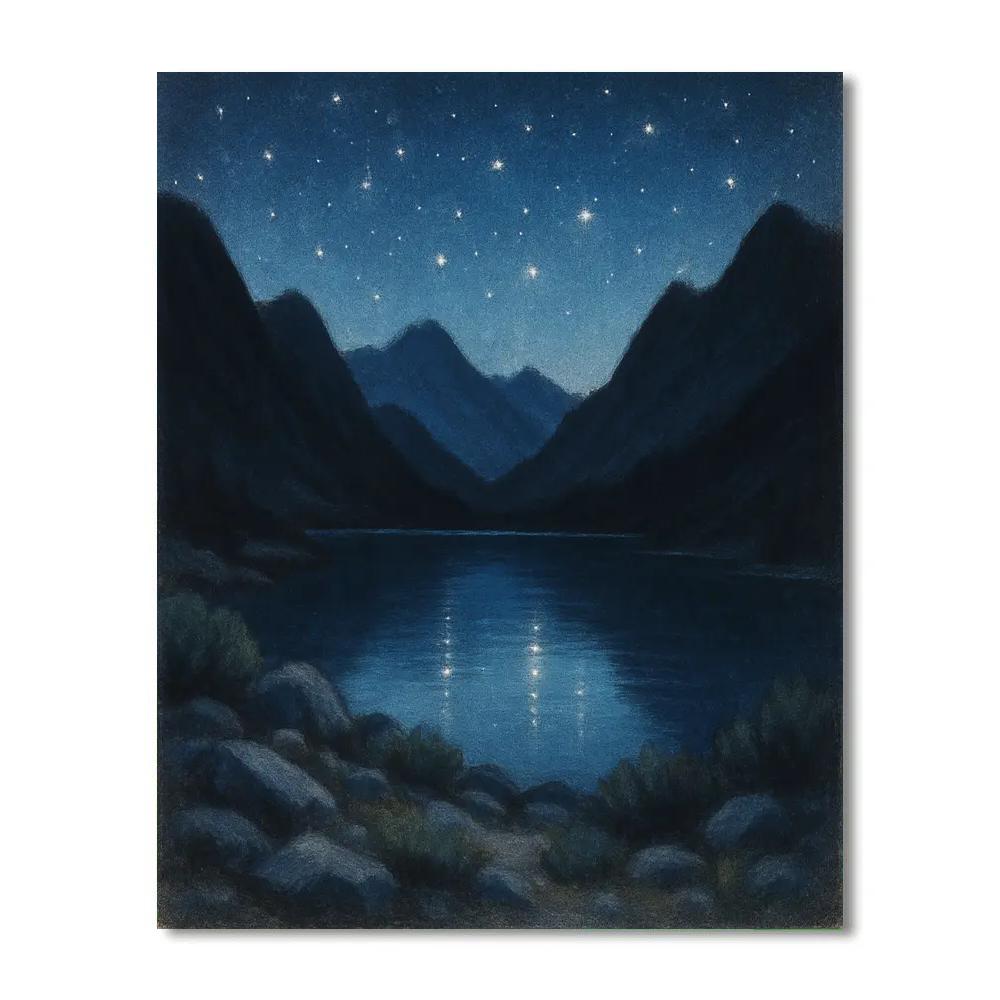 Starlit Reflections At Mountain Tarn Numbered painting kits