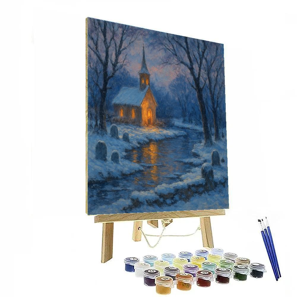 Riverside Church On Winter Eve Painting by numbers kit