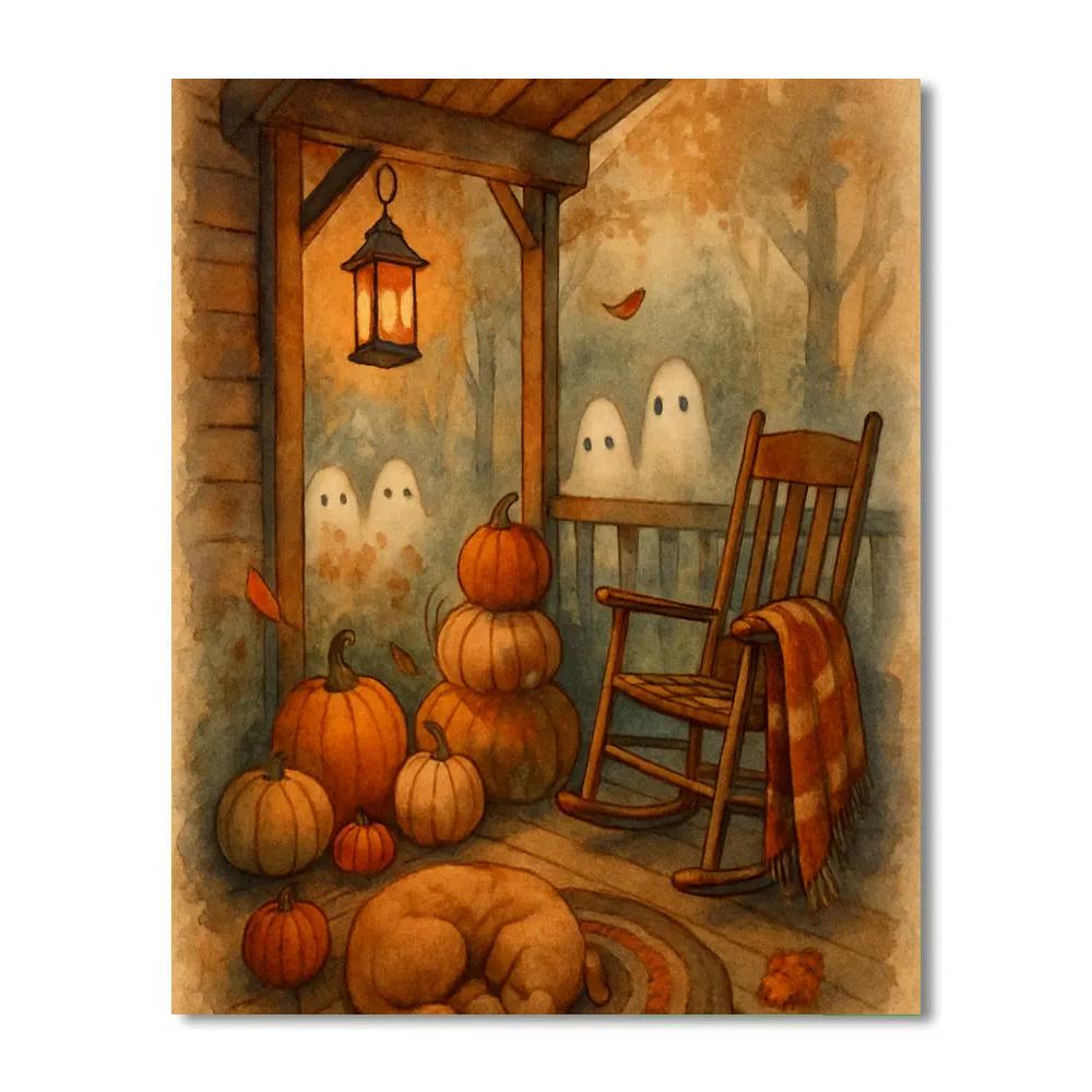 Harvest Porch With Visiting Forest Spirits Numbered painting kits