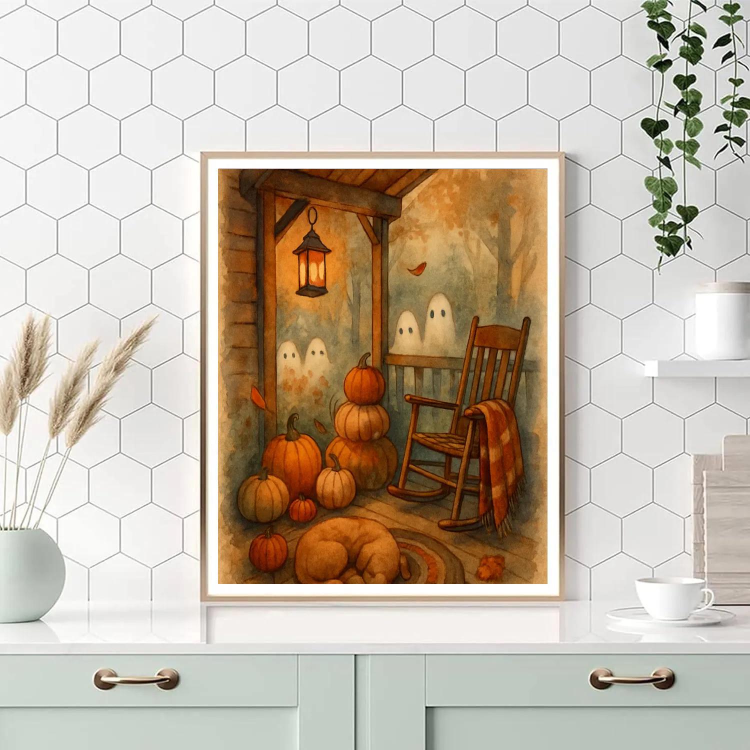 Harvest Porch With Visiting Forest Spirits Numbered painting kits