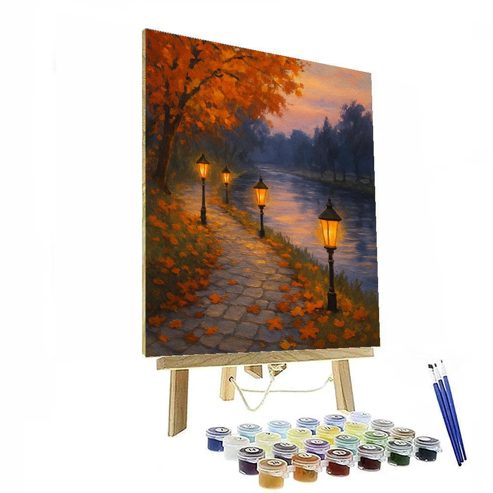 Harvest Lanterns Along The Riverside Path painting number kit