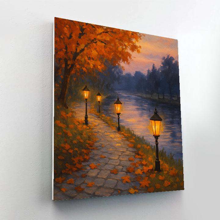 Harvest Lanterns Along The Riverside Path painting number kit