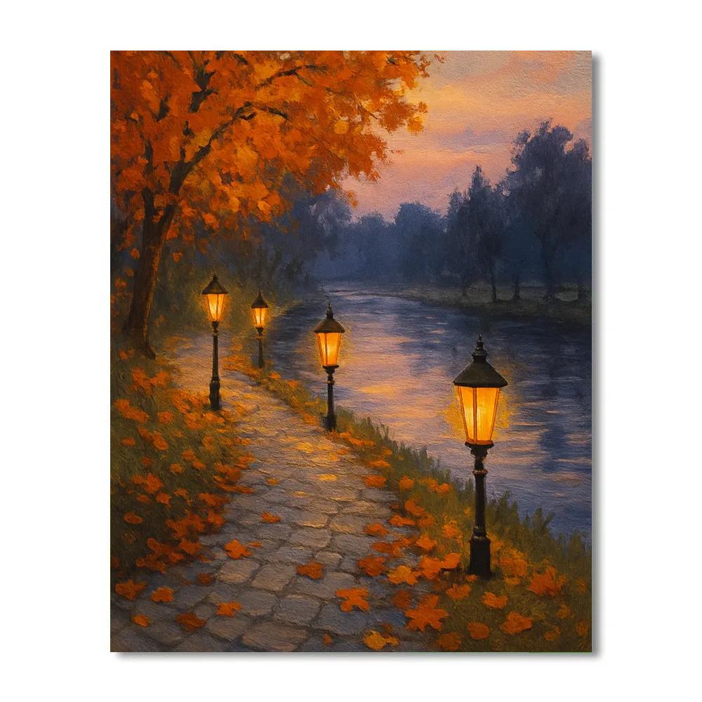 Harvest Lanterns Along The Riverside Path painting number kit
