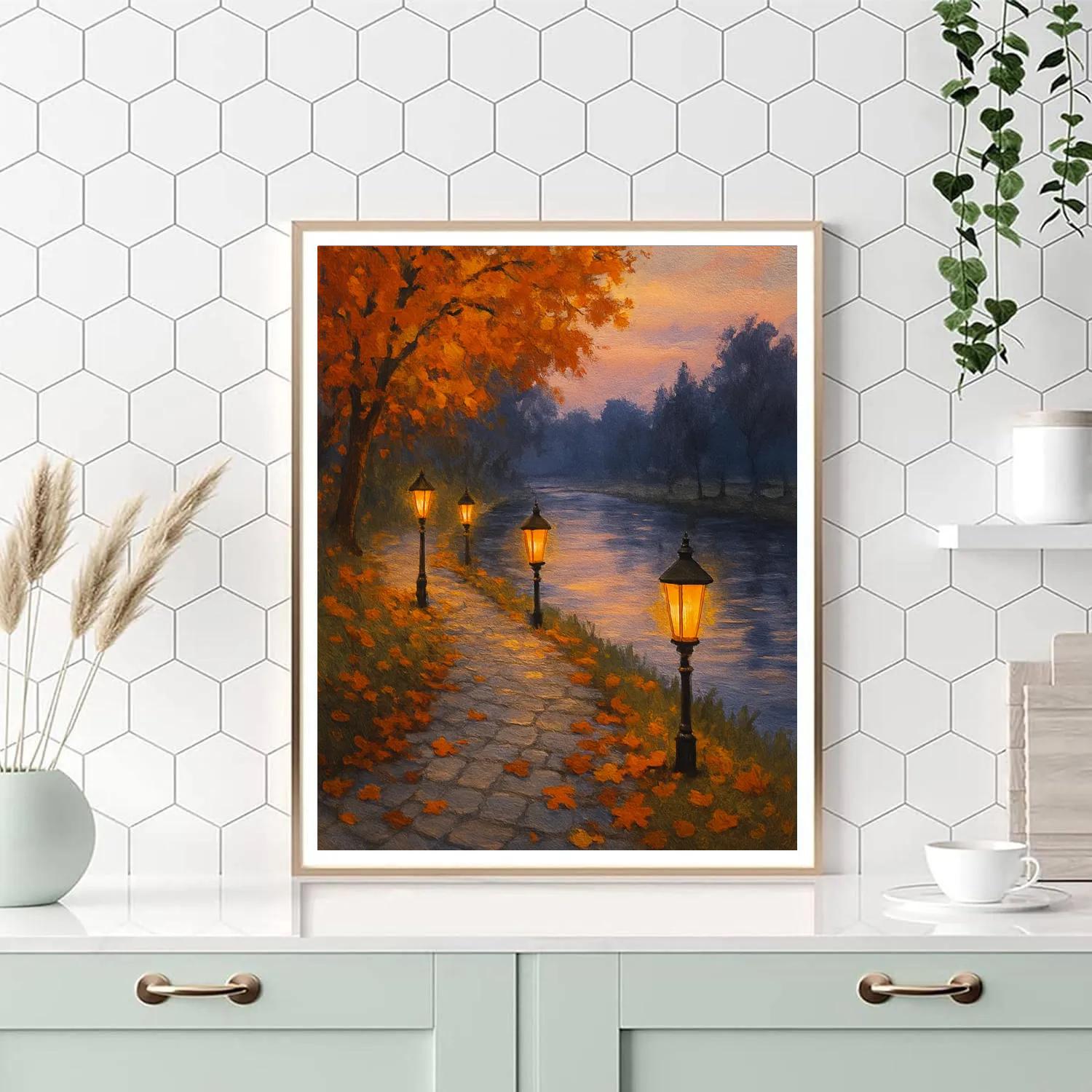 Harvest Lanterns Along The Riverside Path painting number kit