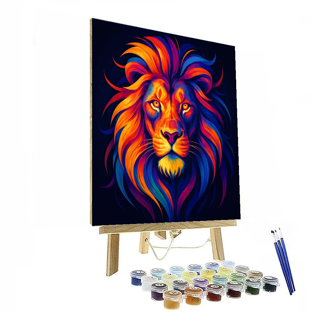 Rainbow Mane Lion Pulse Number painting