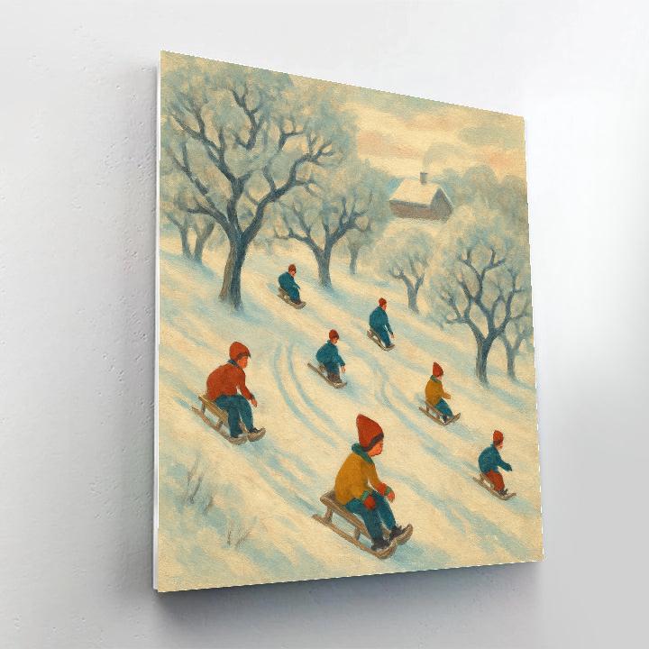 Children Sleighing Down Orchard Hill Numbered painting kits