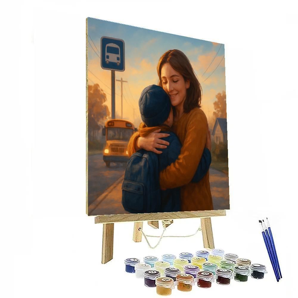 Bus Stop Goodbye Hug For Mom DIY paint by numbers