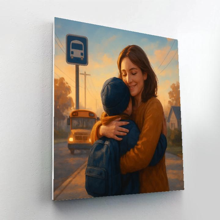 Bus Stop Goodbye Hug For Mom DIY paint by numbers
