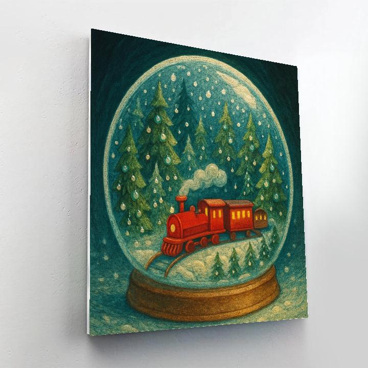 Snowglobe Forest Train Journey paint by number