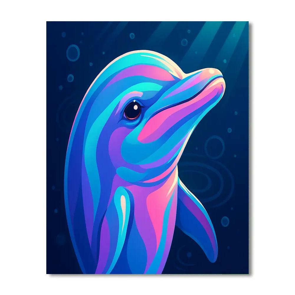 Candy Wave Dolphin Portrait paint by color