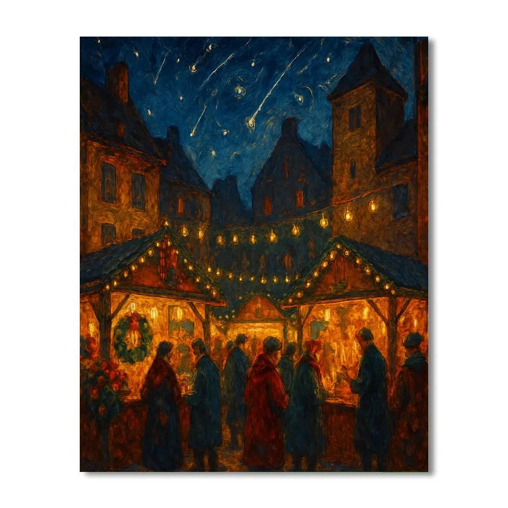 Christmas Market Under Falling Stars Paint by numbers kits