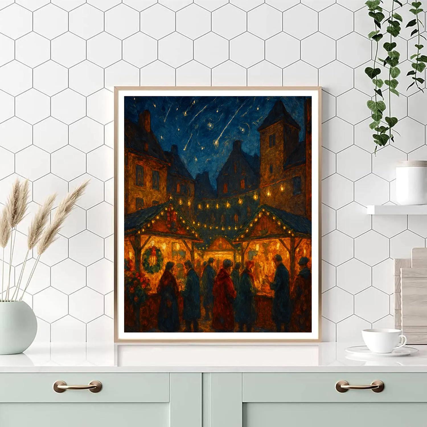 Christmas Market Under Falling Stars Paint by numbers kits