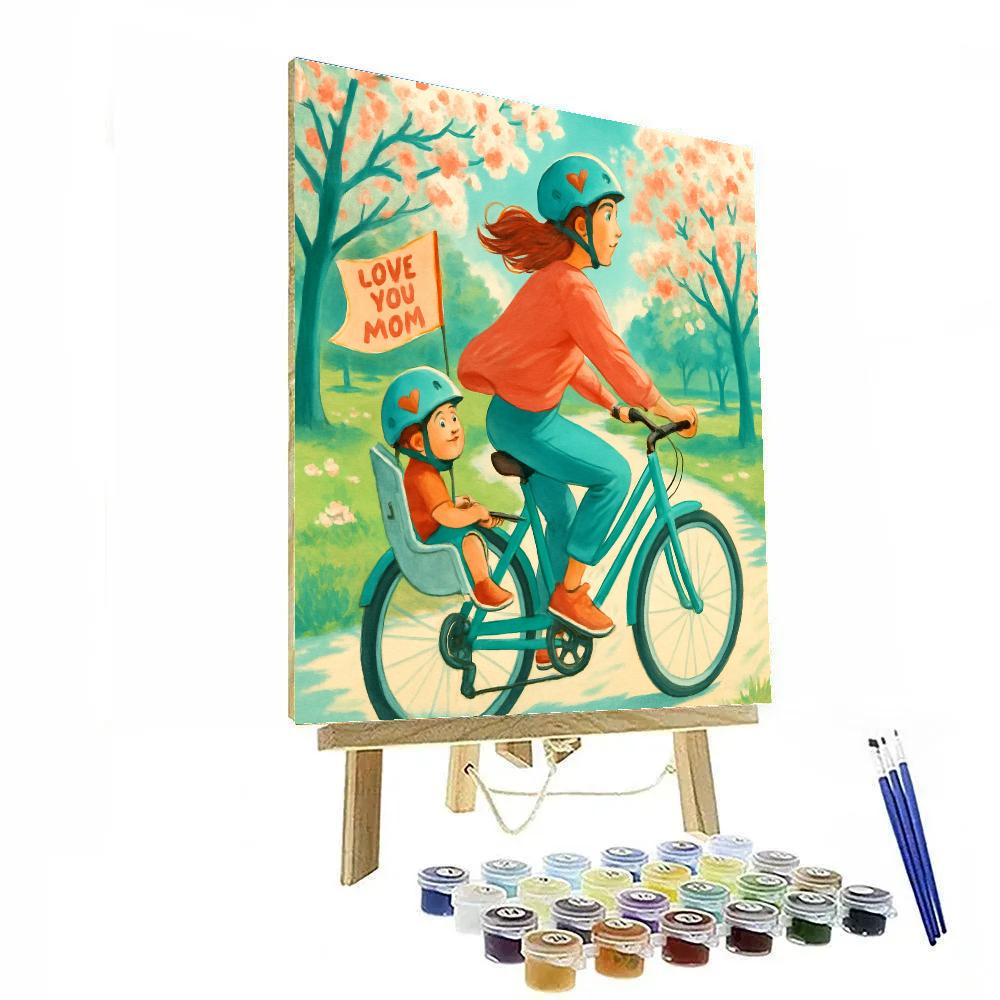 Mothers Day Bike Ride Together Paint by numbers art