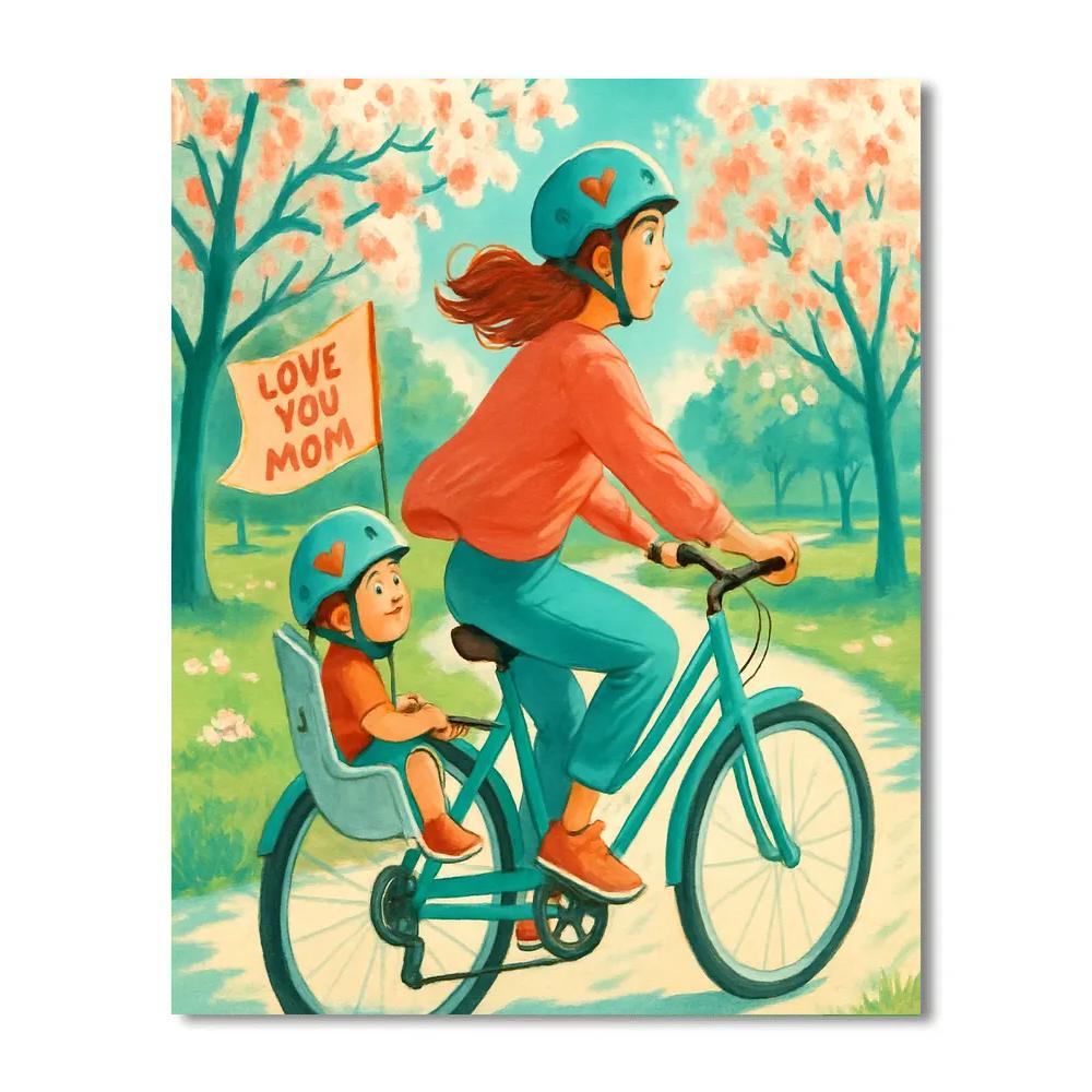 Mothers Day Bike Ride Together Paint by numbers art